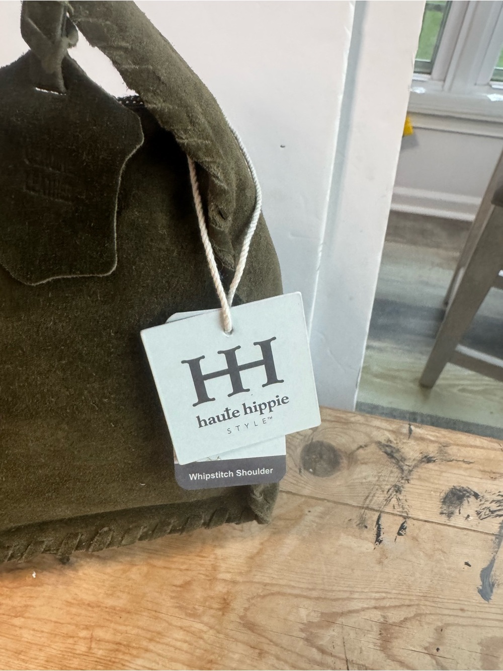 Haute Hippie Olive Green Braided Suede Shoulder Bag - Picture 3 of 16